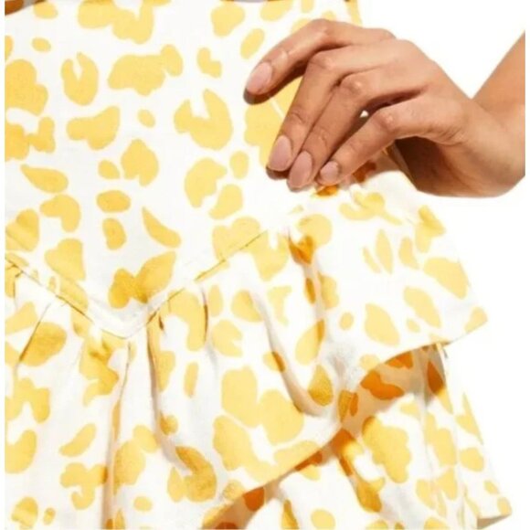 MOTHER The Ruffle Leopard Print Mini Denim Skirt Yellow Size 29 NEW $198 [jb] - Picture 5 of 11